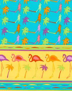 Flamingo Stripe Azure Fabric