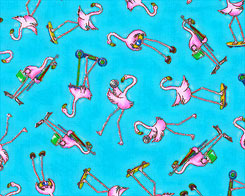 Strutting Flamingos- Chocolate Fabric