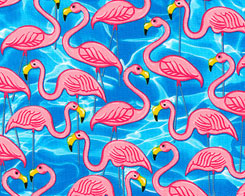 Pink Plastic Flamingos - Sky Blue