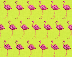 Strutting Flamingos - ChartruseFabric