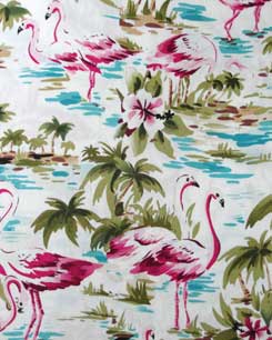 Tropical
palms and flamingos