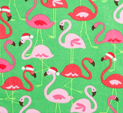 Glittery Xmas Flamingos Fabric